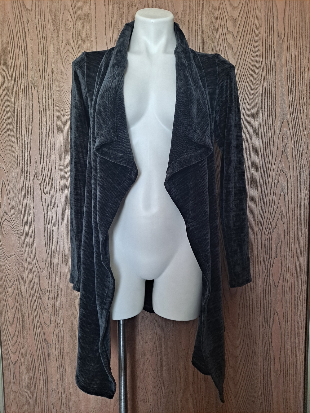 Knox Rose Charcoal Open-Front Drape Cardigan
